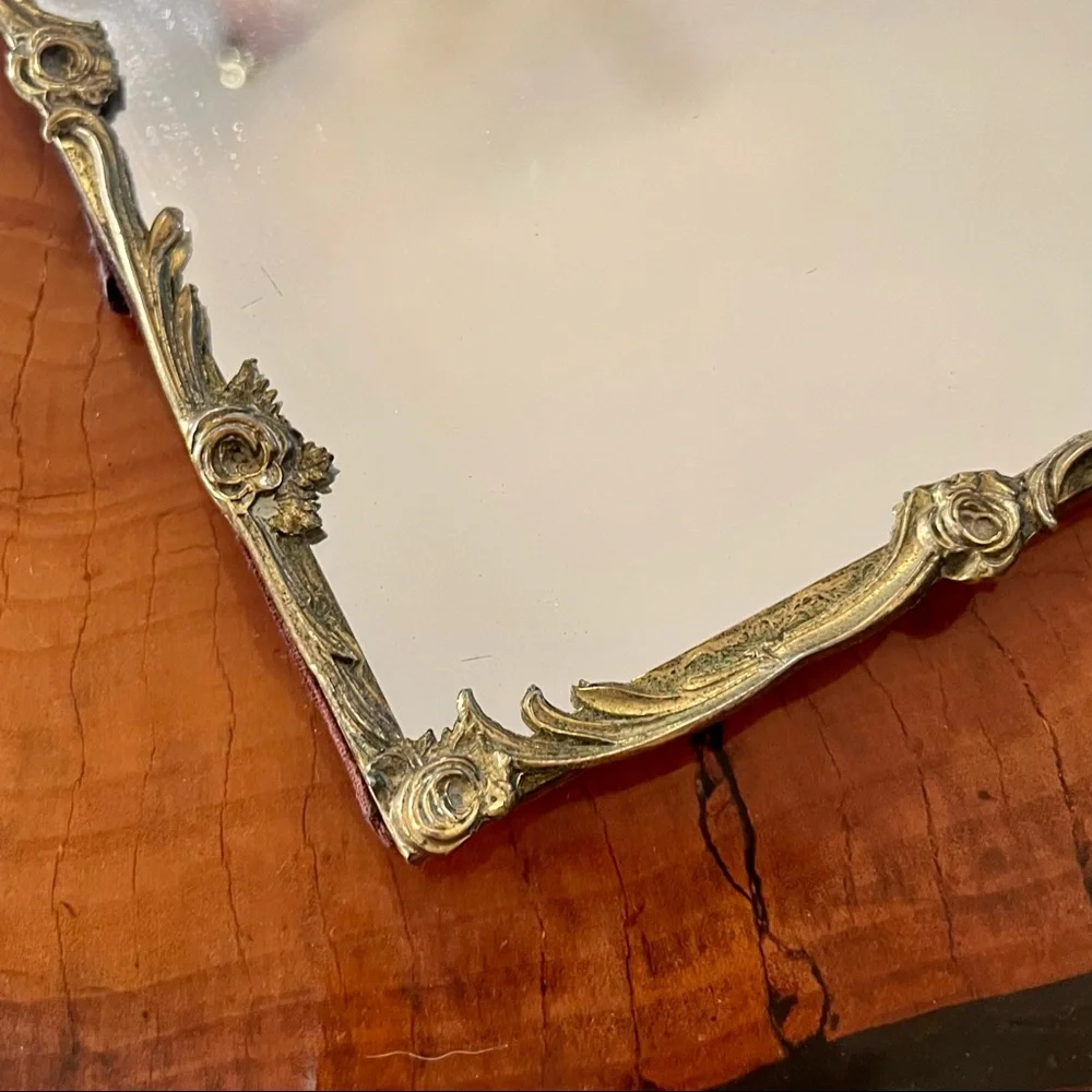 Vintage Brass Rose Mirror